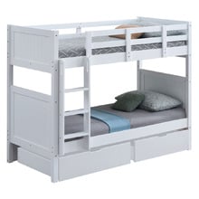 Lincoln Single Rubberwood Bunk Bed with Drawers